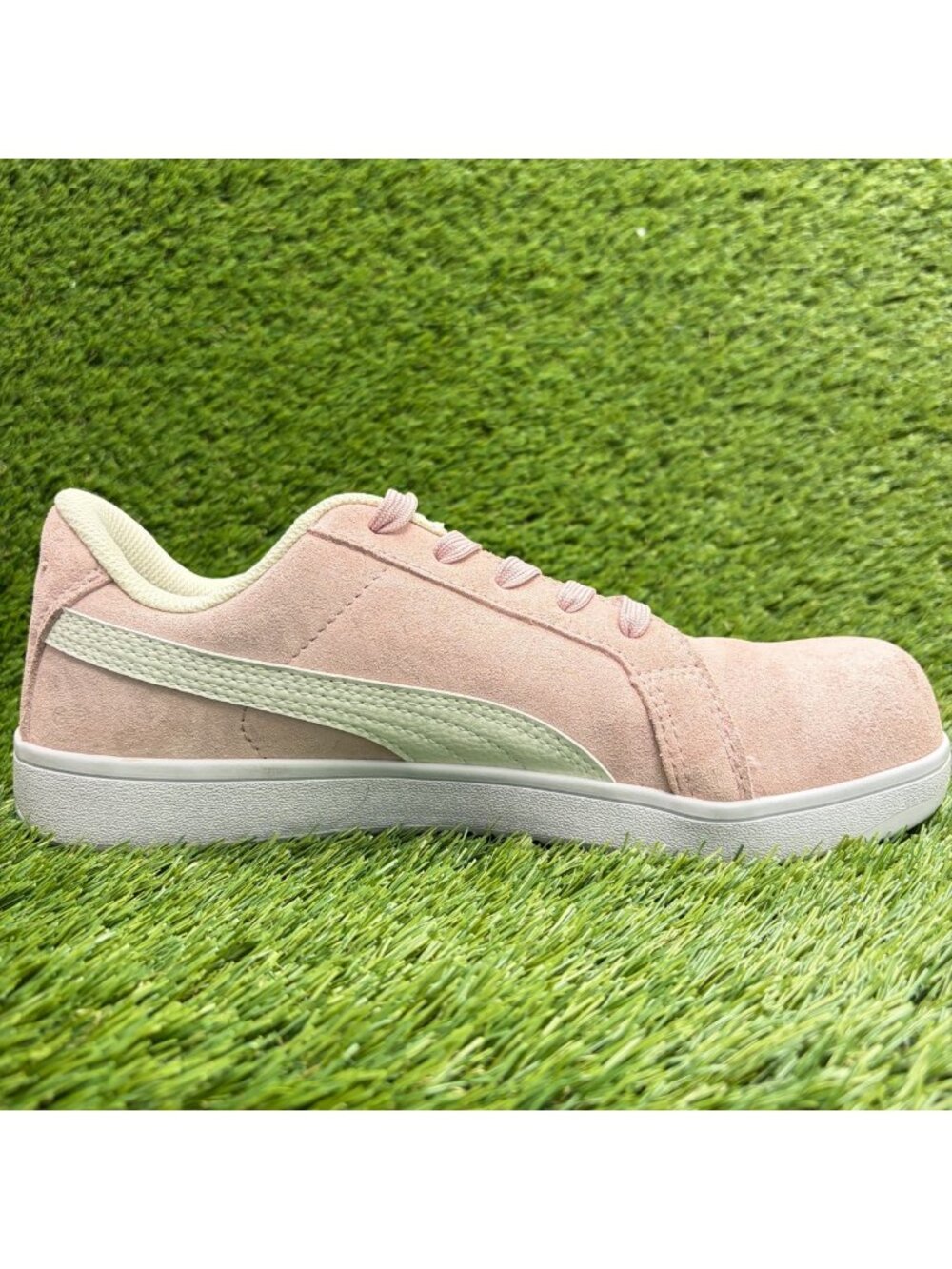 Puma Iconic Suede Low Womens Size 11 Pink White Composite Toe Safety Work Shoes